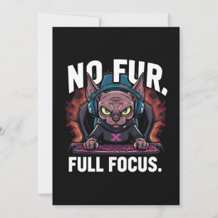 Cartão De Festividades Arte de Gamer de Gato Sphynx com Foco Total