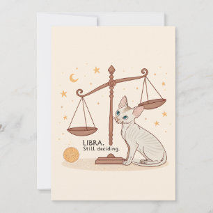 Cartão De Festividades Arte de Gato do Zodíaco de Libra em Equilíbrio Ain