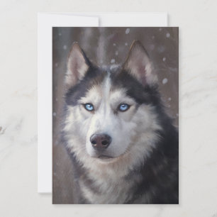 Cartão De Festividades Arte de Husky Siberiano