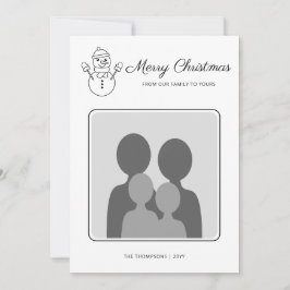 Cartão De Festividades Arte de Linha de Boneco de Neve Com Foto e Texto P