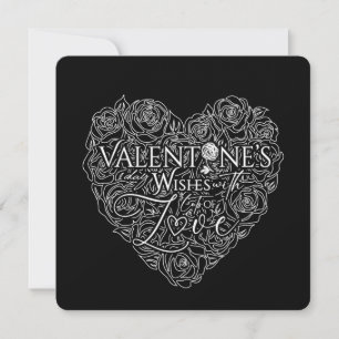 Cartão De Festividades Arte de Linha do Coração de Rosa Mínimo do Dia dos
