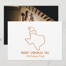 Cartão De Festividades Arte de Linha Laranja Queimada Papai Noel Texas