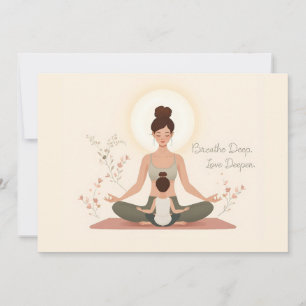 Cartão De Festividades Arte de Meditação de Yoga Mãe e Filho