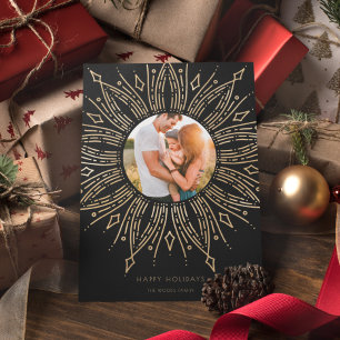 Cartão De Festividades Arte de Moldura Black & Gold Sunburst Art Déco Fot