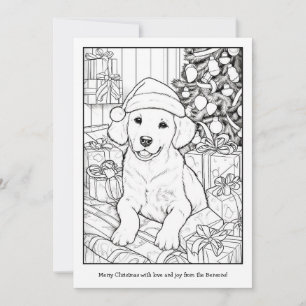 Cartão De Festividades Arte de Natal de Cachorro Golden Retriever Fofo pa