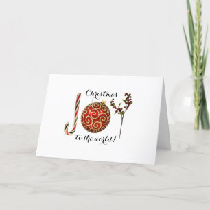 Cartão De Festividades Arte de palavra alegria ornamento de bengala de do