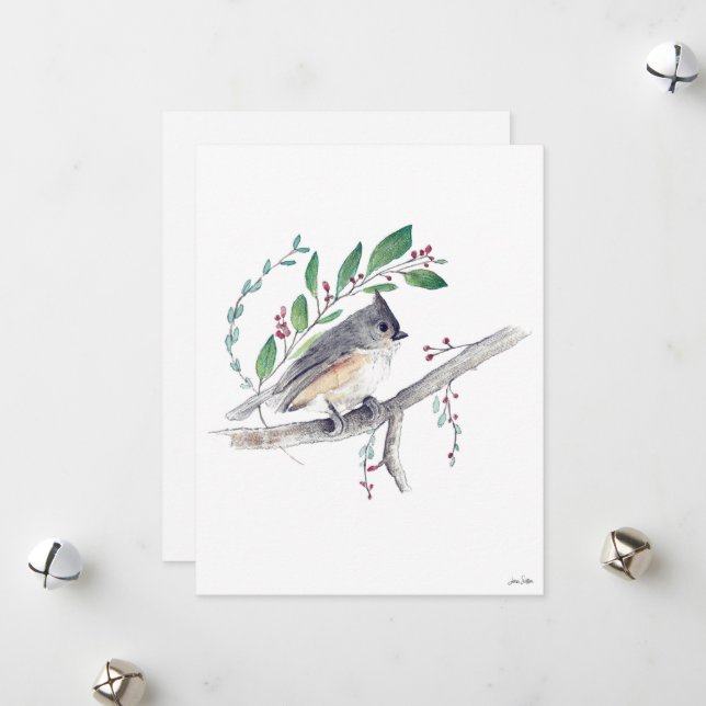 Cartão De Festividades Arte de Pássaro com Tufão (Frente/Verso In Situ)