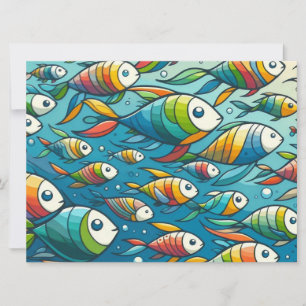 Cartão De Festividades Arte de peixe submarino colorida