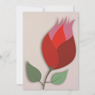 Cartão De Festividades Arte de Recorte de Papel de Tulipa Vermelha Modern
