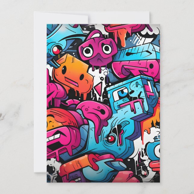 Cartão De Festividades Arte de Rua com Grafite Urbano Splash (Frente)