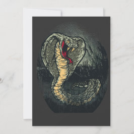 Cartão De Festividades Arte de Tatuagem de Cobra Feroz na Selva Escura