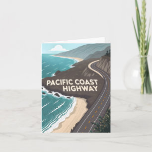 Cartão De Festividades Arte de Viagem Retro da Pacific Coast Highway