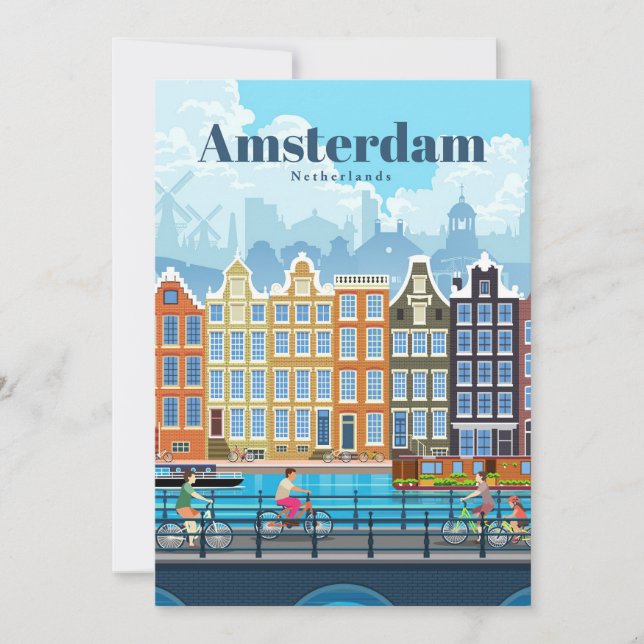 Cartão De Festividades Arte de Viagem Viagem para Amsterdã (Frente)