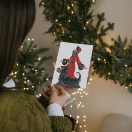 Cartão De Festividades arte deco retro natais vintages Lady Holiday