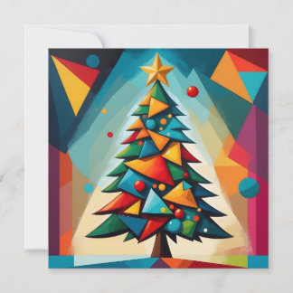 Cartão De Festividades Arte Deco Triângulo Geométrico de Árvore de Natal 