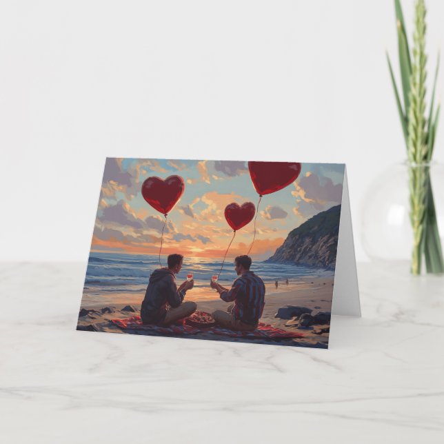 Cartão De Festividades Arte Digital para Pícnic na Praia_LGBTQ (Frente)