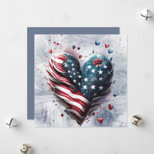 Cartão De Festividades Arte do Coração Patriota Americano