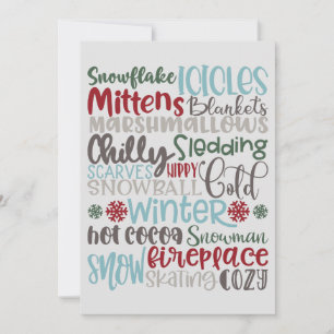 Cartão De Festividades Arte do metrô das palavras de inverno