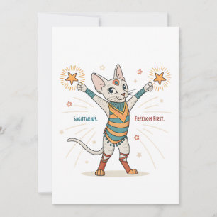 Cartão De Festividades Arte do Primeiro Gato do Zodíaco de Sagitário Libe