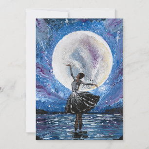 Cartão De Festividades Arte feita à mão - dançando com a lua 