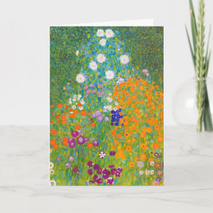 Cartão De Festividades Arte Floral de Jardim de Campo de Gustav Klimt Vin