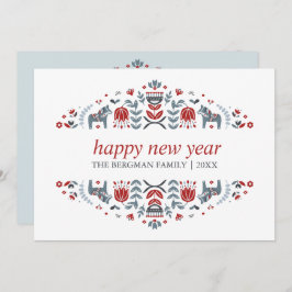 Cartão De Festividades Arte Folclórica Nórdica | Natal de Ano Novo 3 Foto