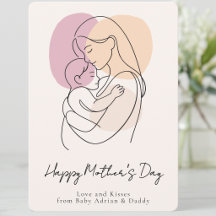 Arte Linear Minimalista Moderna Mãe e Bebê Dia das