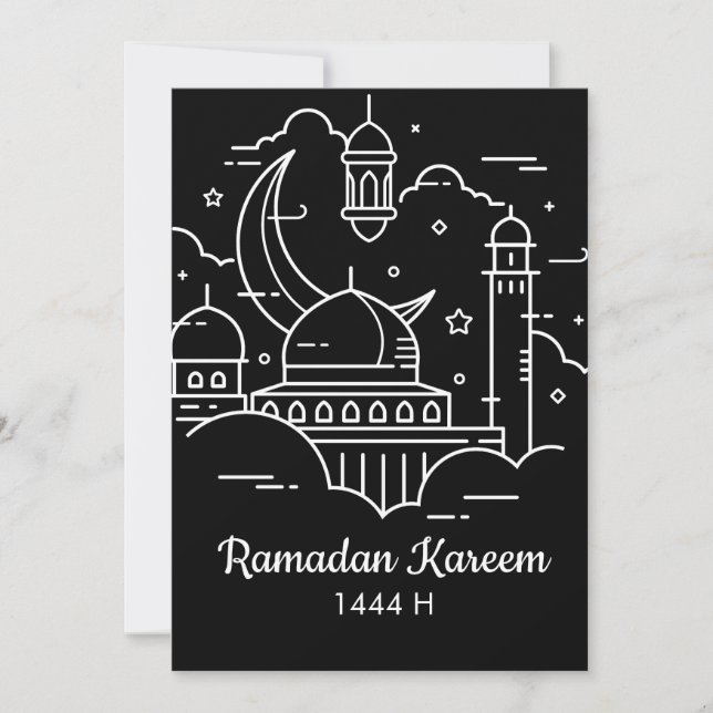 Cartão De Festividades Arte Linear Ramadan Kareem - EID Mubarak (Frente)