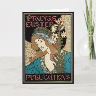 Cartão De Festividades Arte Nova Antiga, Publicações de Páscoa de Prang