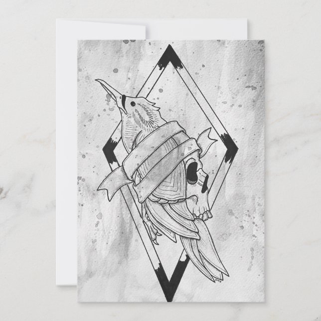 Cartão De Festividades Arte Pagã Gótica de Crânio (Frente)