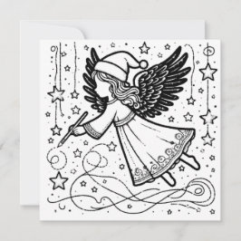 Cartão De Festividades Arte para Colorir Anjo de Natal