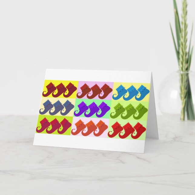 Cartão De Festividades Arte Pop Sapato de Elfo (Frente)