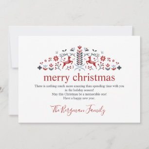 Cartão De Festividades Arte Popular Escandinava Rena Foto Natal