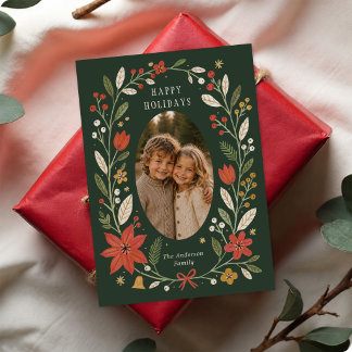 Cartão De Festividades Arte Popular Moderna Oval Foto Natal