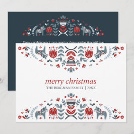 Cartão De Festividades Arte Popular Nórdica | Cavalos de Dala Férias de N