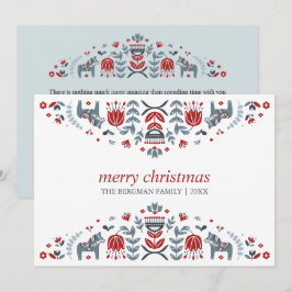 Cartão De Festividades Arte Popular Nórdica | Cavalos de Dala Natal Feria