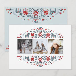 Cartão De Festividades Arte Popular Nórdica | Férias de Natal Multi Foto