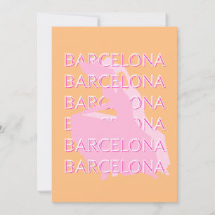Cartão De Festividades Arte Viagem de Barcelona, Espanha, Laranja, Rosa