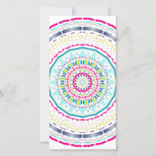 Cartão De Festividades Arte Vibrante e Colorida de Mandala