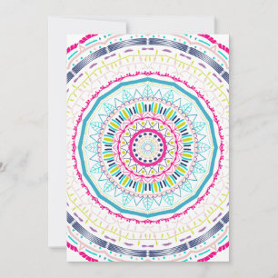 Cartão De Festividades Arte Vibrante e Colorida de Mandala