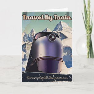 Cartão De Festividades Arte vintage de Ficção Científica Viagem de Trem