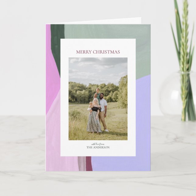 Cartão De Festividades Artful Christmas Holiday Photo Greeting Card (Frente)