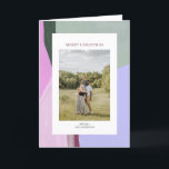 Cartão De Festividades Artful Christmas Holiday Photo Greeting Card<br><div class="desc">Send a season's greeting to your family and friends with this Christmas photo card. This custom card design features a photo template with a color block abstract art background(green, pink, & purple). The art is hand-painted by me. More holiday greeting cards and gifts are available at my shop EunmeeStudio. Thanks!...</div>