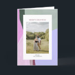 Cartão De Festividades Artful Christmas Holiday Photo Greeting Card<br><div class="desc">Send a season's greeting to your family and friends with this Christmas photo card. This custom card design features a photo template with a color block abstract art background(green, pink, & purple). The art is hand-painted by me. More holiday greeting cards and gifts are available at my shop EunmeeStudio. Thanks!...</div>