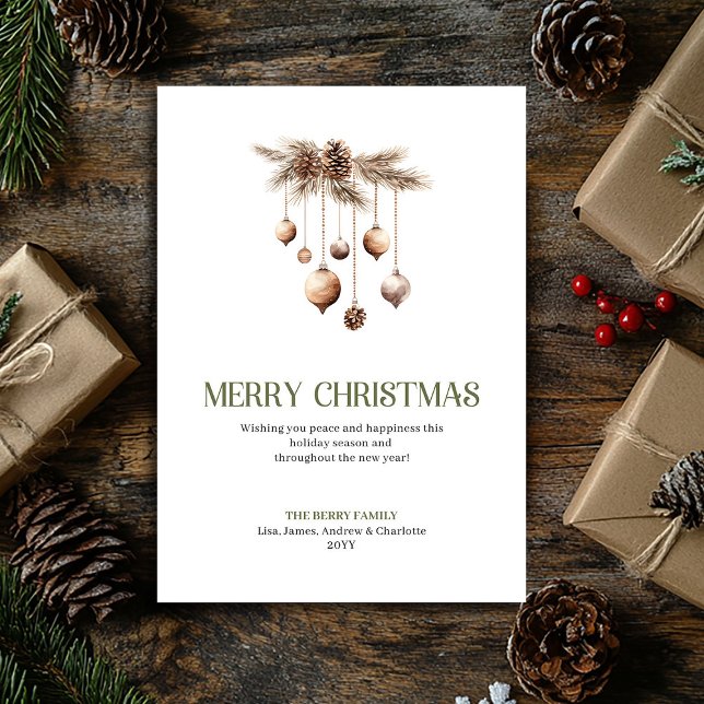 Cartão De Festividades Artistic Christmas Ornament Earthy Elegant Card (Artistic Christmas Ornament Earthy Elegant Card)