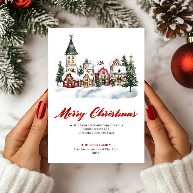 Cartão De Festividades Artistic Holiday Scene Christmas Greeting Card (Artistic Holiday Scene Christmas Greeting Card)