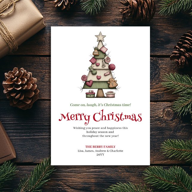 Cartão De Festividades Artistic Quirky Christmas Tree Holiday Card (Artistic Quirky Christmas Tree Holiday Card)
