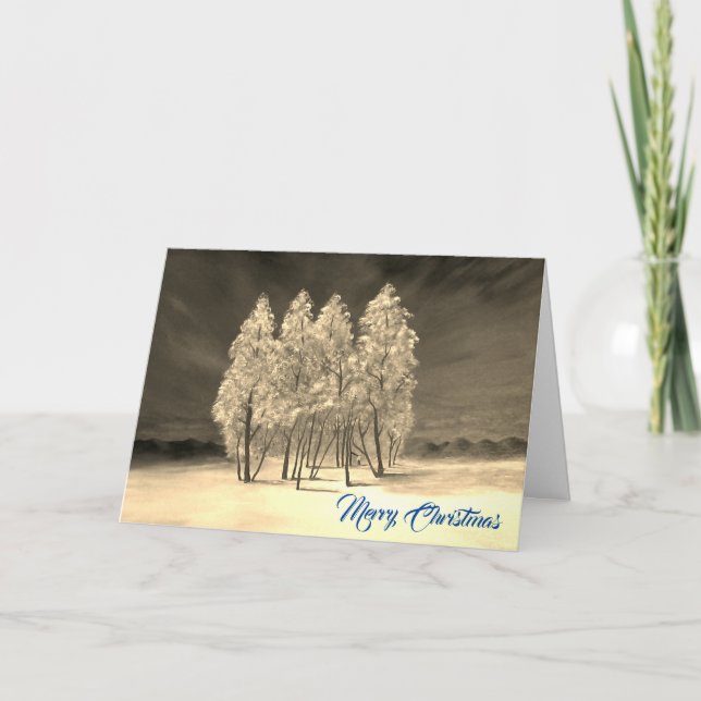Cartão De Festividades Artsy Fir Trees Blue Paint Original (Frente)