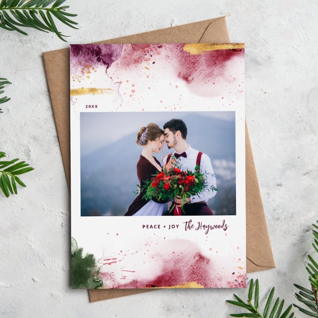 Cartão De Festividades Artsy Peace and Joy 3 Photo (Criador carregado)