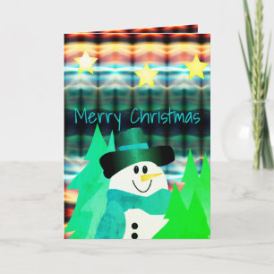 Cartão De Festividades Artsy Snowman Colorful Designer